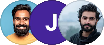 Patient testimonials showing a stack of profile images